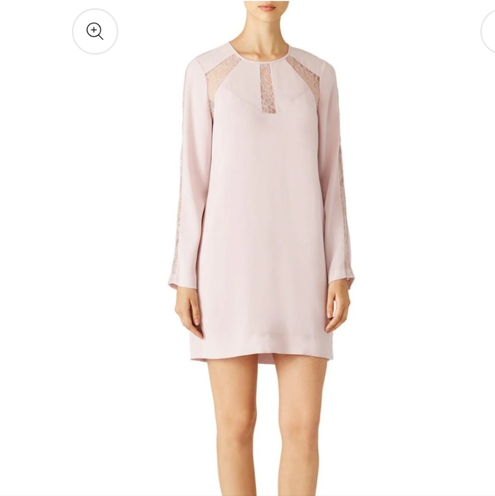 BCBGMAXAZRIA Peyton Long Sleeve Lace Insert Shift Dress